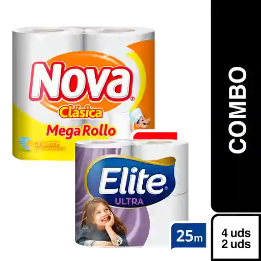 Combo Elite Papel Higiénico Ult + Nova Toalla de Papel