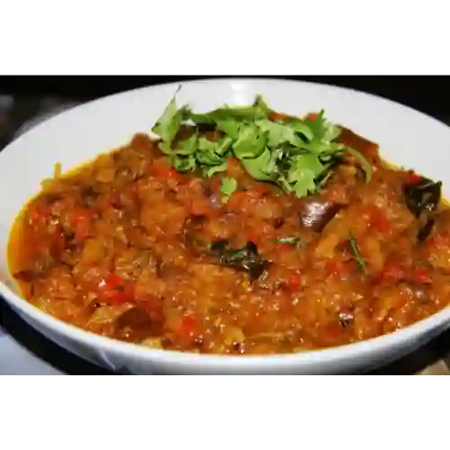 Baingan bharta con arroz basmati