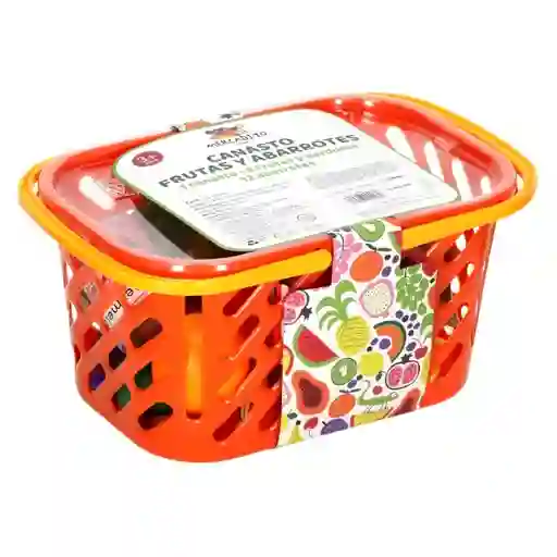 Set Canasto de Frutas y Abarrotes de Juguete Casaideas