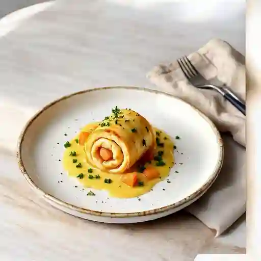 Roll Envuelto En Queso Gratinado De Salmon