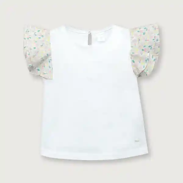 Polera Vuelos Print de Niña Blanco Talla 18M Opaline