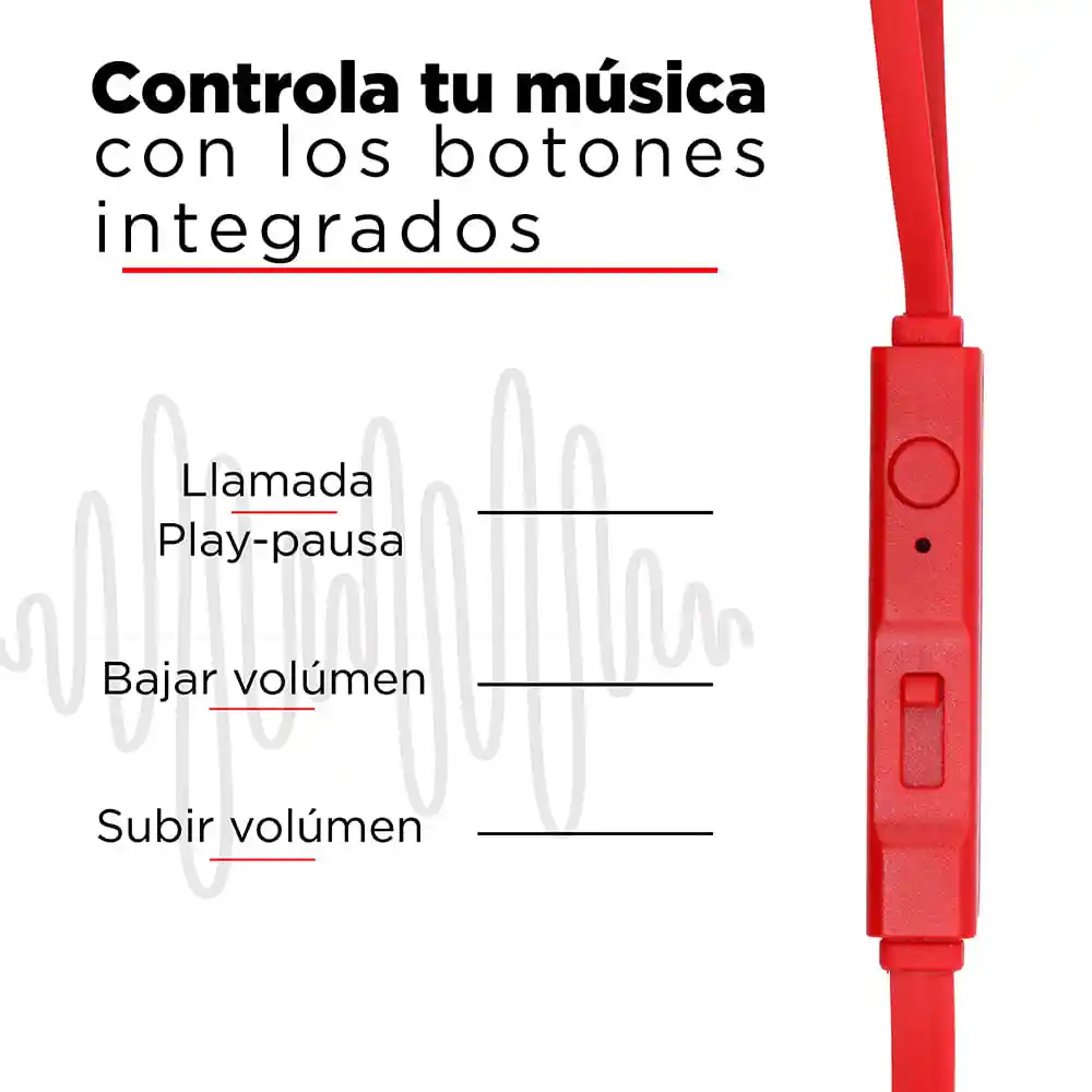 Miniso Audífonos De Cable Metalicos Con Estuche Rojo 12m