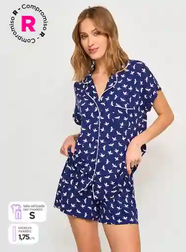 Marquis Pijama Manga Corta Cam Vis Navy Talla M Fb V25