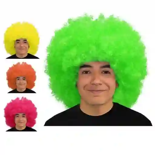Peluca Afro Flúor Grande Colores Surtidos