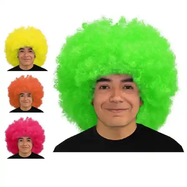 Peluca Afro Flúor Grande Colores Surtidos