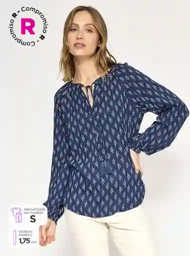 Blusa Manga Larga Cintya Rgt Color Azul M S24