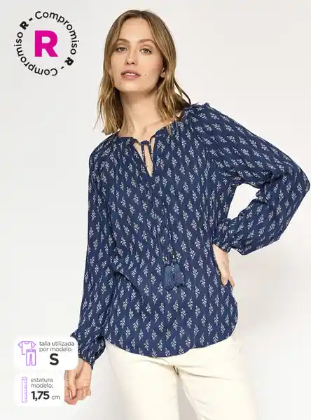 Blusa Manga Larga Cintya Rgt Color Azul M S24