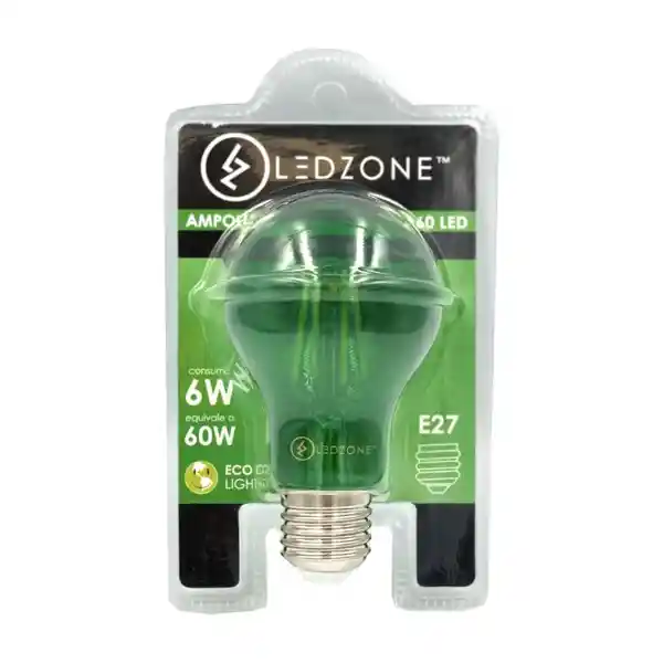 Ampolleta A60 Verde Led E27 6w