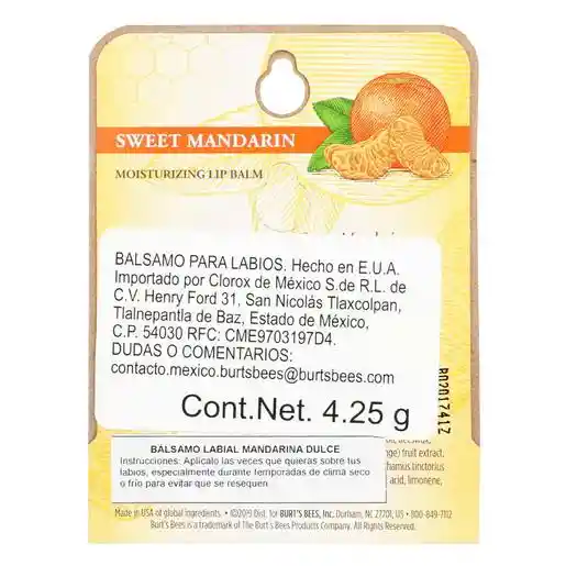 Burt's Bees Bálsamo Labial Sweet Mandarin