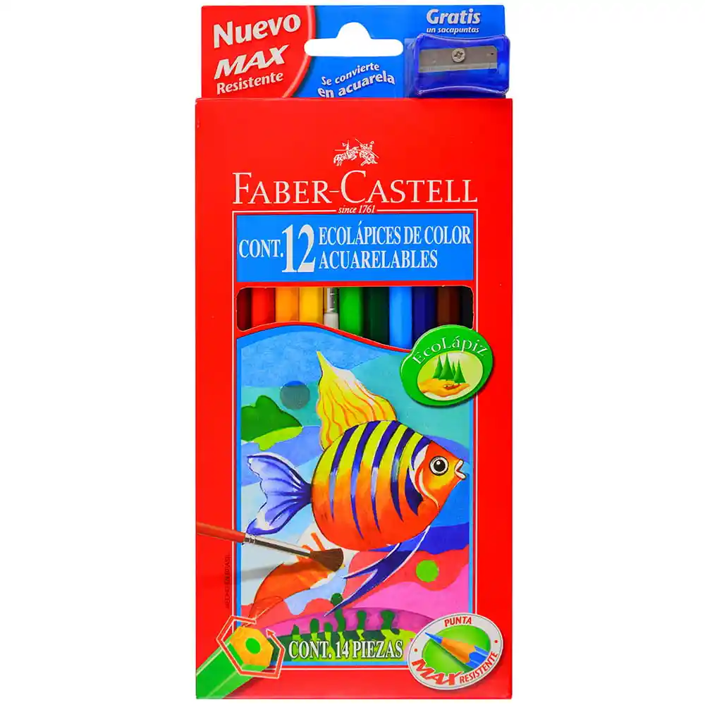 Lápices De Colores Faber Castell Acuarelables 12 Un.