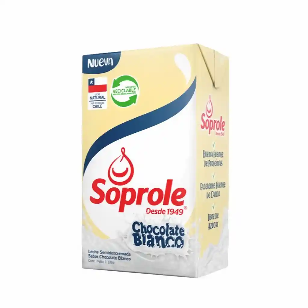 Soprole Leche Semidescremada Sabor Chocolate Blanco