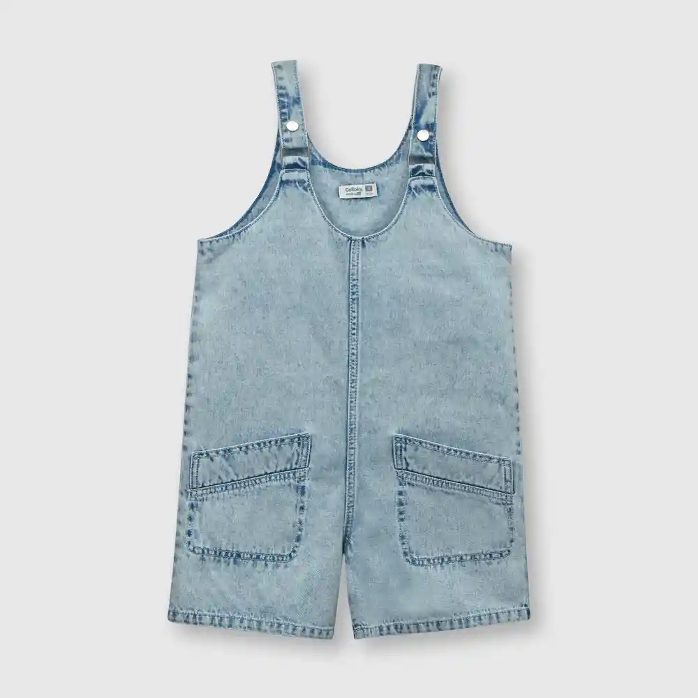 Jardinera Corta De Niña Azul Talla 3a