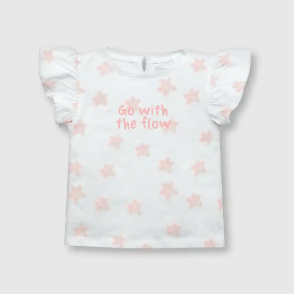Polera Estampada De Bebé Niña Blanca Talla 12/18m