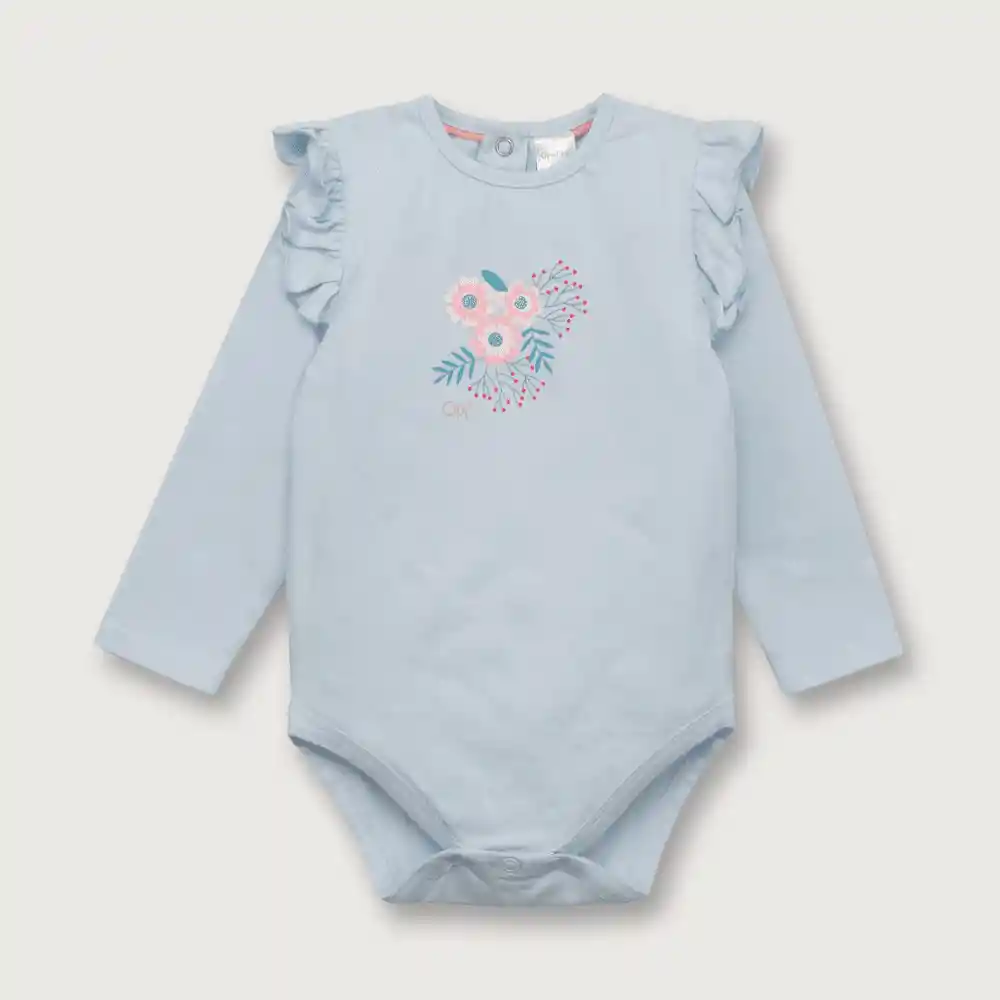 Body De Bebé Vuelitos En Hombros Niño Celeste Talla 9m