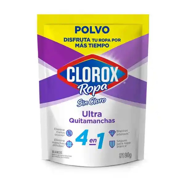 Ultra Quitamanchas en Polvo Clorox Ropa Blanca (Doypack) 90 gr