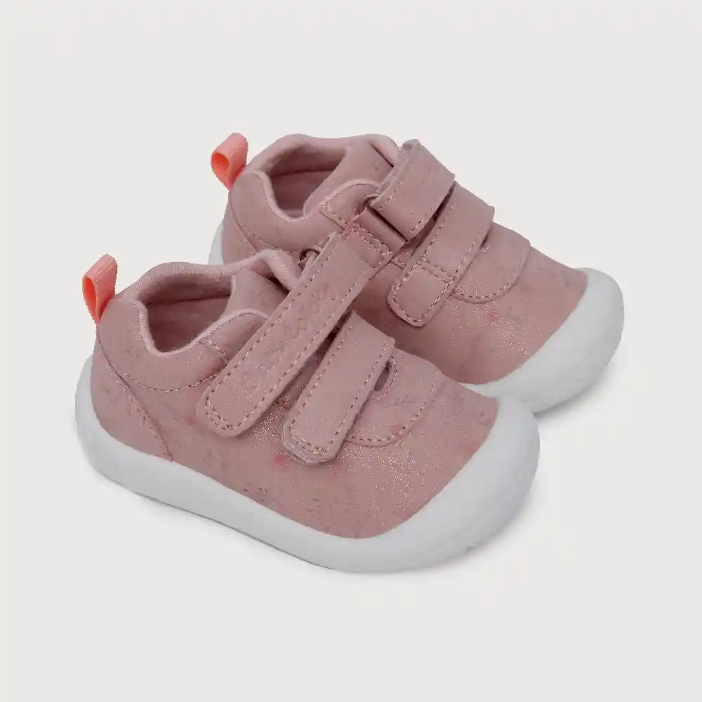 Zapatillas Floral De Niña Rosado Talla 18