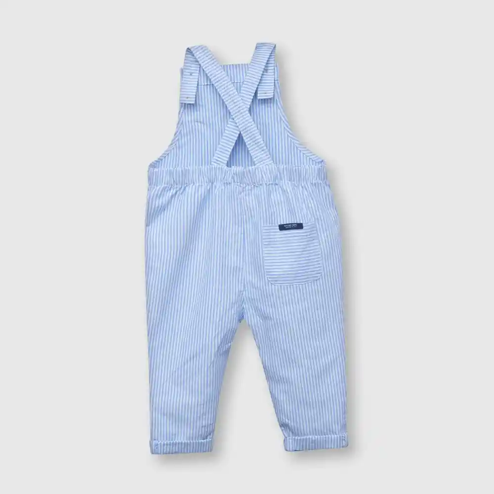 Jardinera De Bebé Listada Niño Celeste Talla 9/12m