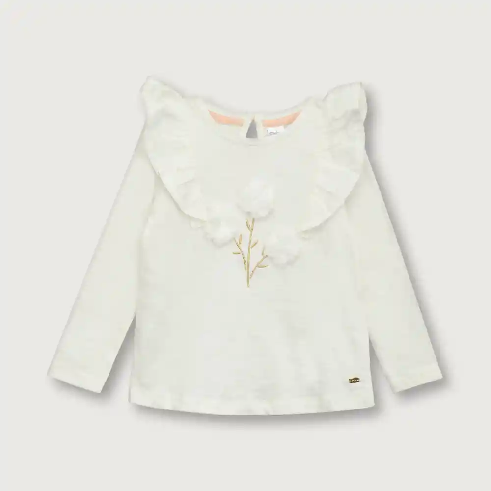 Polera Manga Larga De Niña Blanco Talla 2 Años