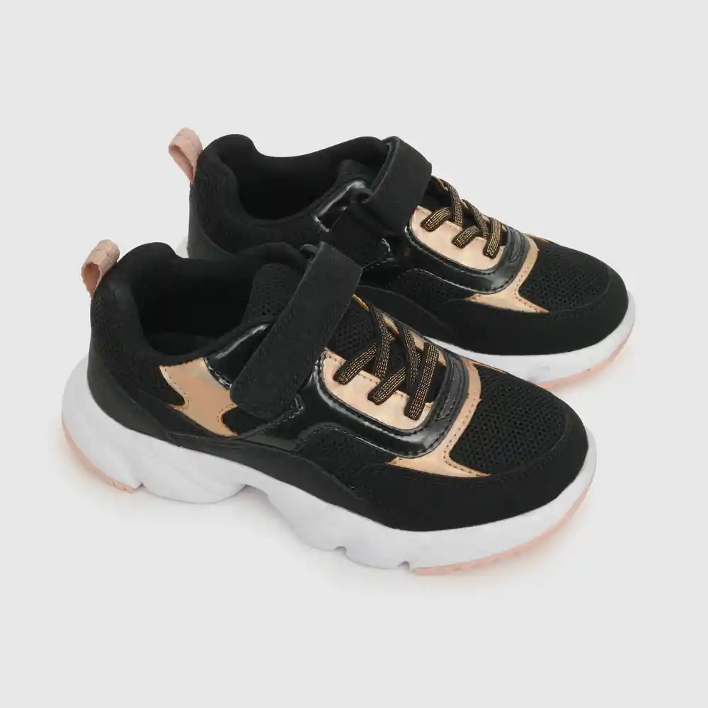 Zapatillas Velcro Elástico Chunky Negro Talla 33