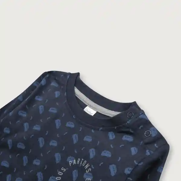 Polera Esencial Manga Larga de Niño Navy Talla 6M Opaline