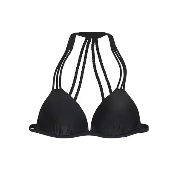 Bikini Estilo Sostén Con Espalda Trenzada Negro Talla XL Samia