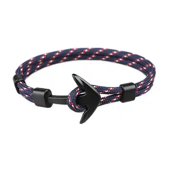 Pulsera de Ancla Náutica Cuerda Azul Rojo