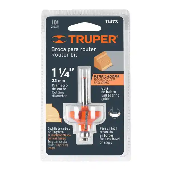 Truper Fresa Redondeadora Para Molduras Con Guia 1.1/4"