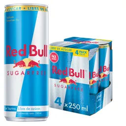 Red Bull Bebida Energética, Sin Azúcar, 250 ml (4 latas)