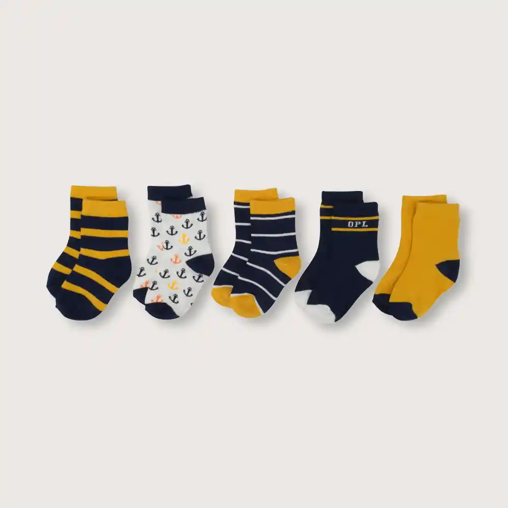 Pack Calcetines Ancla Para Niño Amarillo Talla 17/19