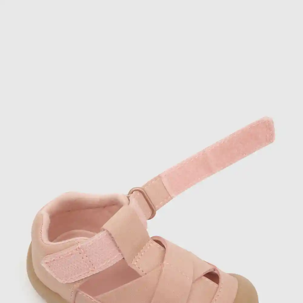 Sandalias Metalizada Con Velcro Niña Rosado Talla 18