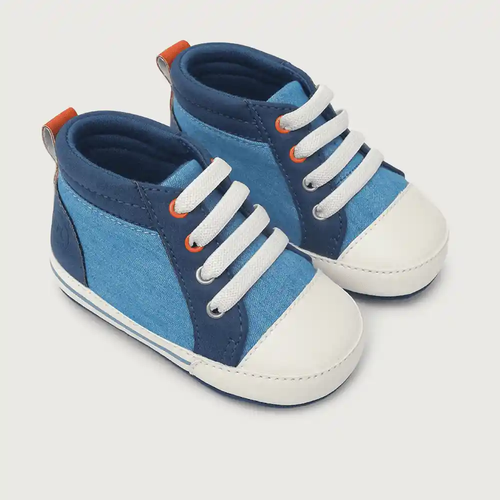 Zapatillas Caña Alta Bebé Niño Azul Y Celeste Talla 18