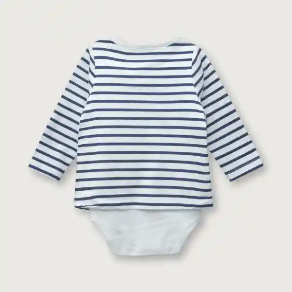 Bodies Polera Rayas de Bebé Niño Blanco Talla 9M Opaline