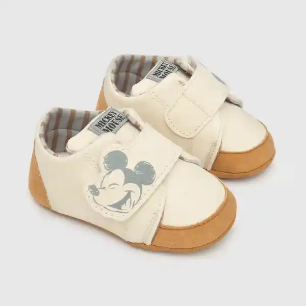 Zapatillas Para Niño Velcro Mickey Beige Talla 14 Colloky