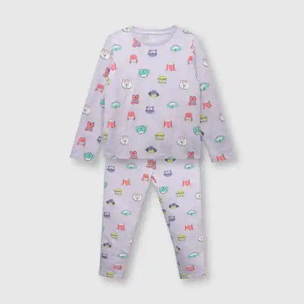 Pijama de Algodón de Niña Lila Talla 2A Colloky