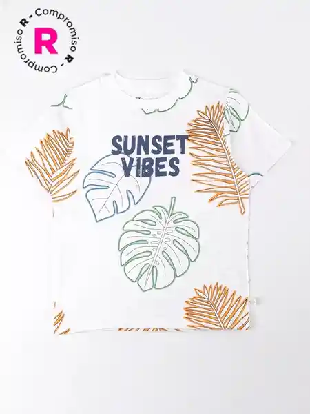 Harvest Polera Manga Corta Fullprint Ecru 8 V26