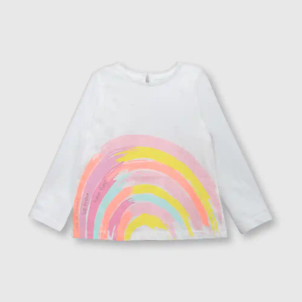 Polera De Bebé Arcoíris Niña Blanca Talla 36m