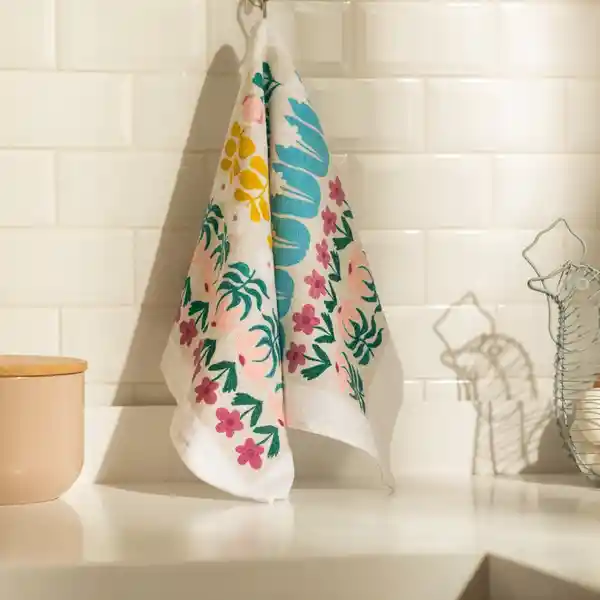 Paño Cocina de Algodón Velour Estampado Flor Casaideas