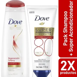 Dove Pack Shampoo Regeración Extrema+ Super Acondicionador Factor de N