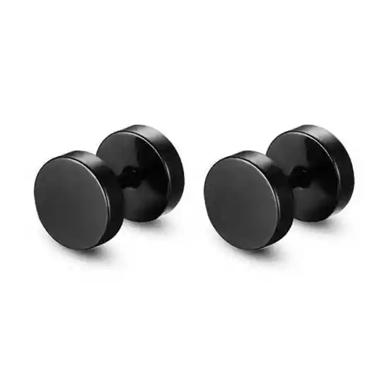 Aros Punk Circulares Rosca Acero Par Negro 10 mm