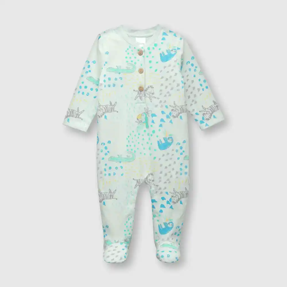 Mameluco Osito Tropical De Bebé Niño Verde Talla 3/6m
