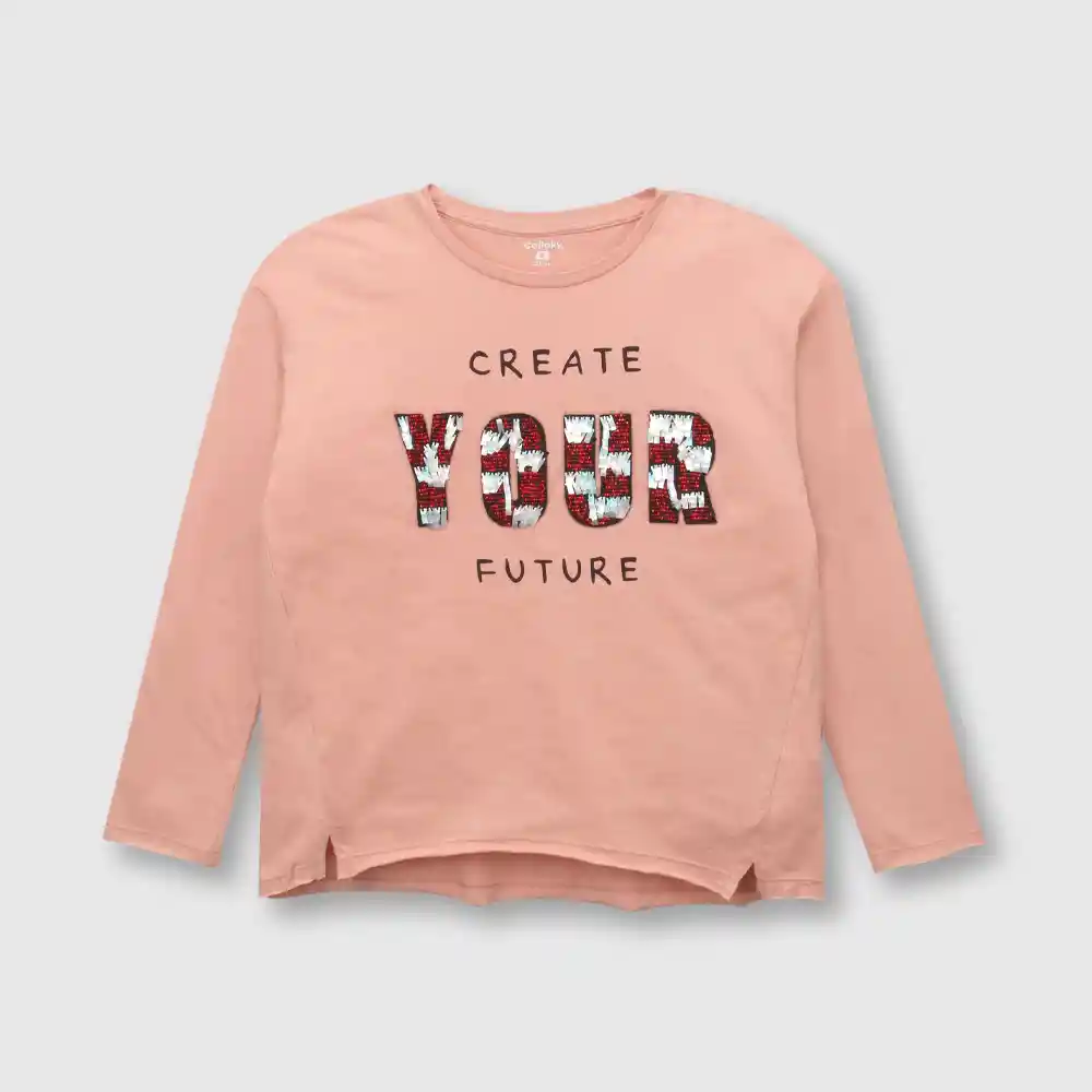 Polera Create Your Future De Niña Rosado Talla 12 Años
