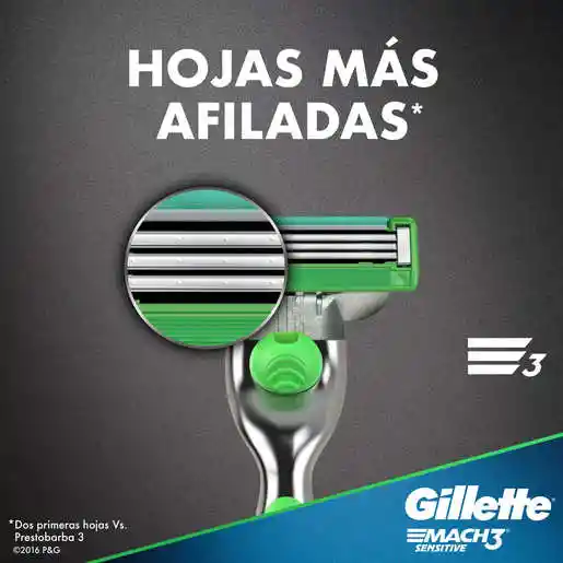 Gillette Afeitadora Recargable Con Repuestos Mach 3 Sensitive