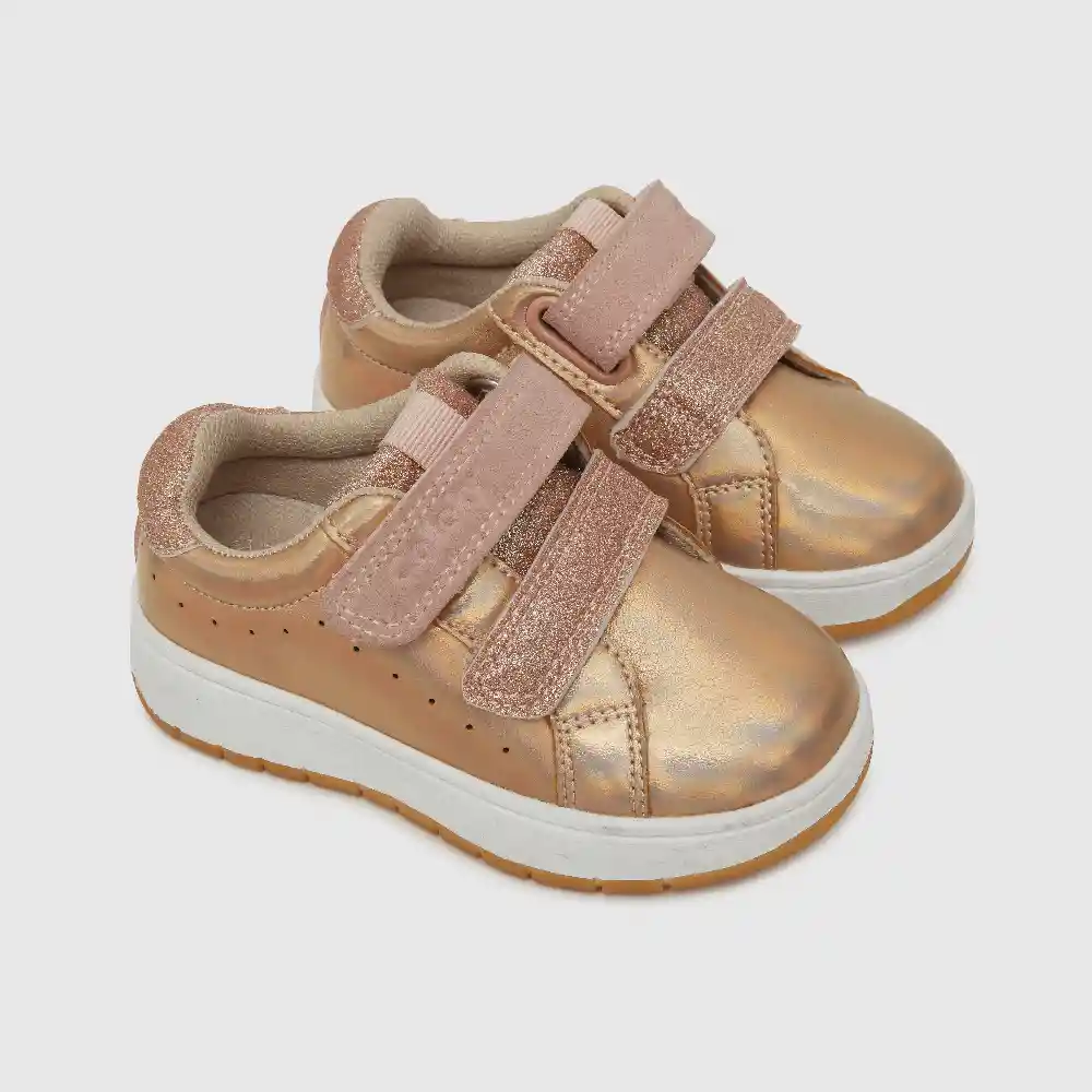 Zapatillas Urbana Dos Velcros De Niña Rosado Talla 21