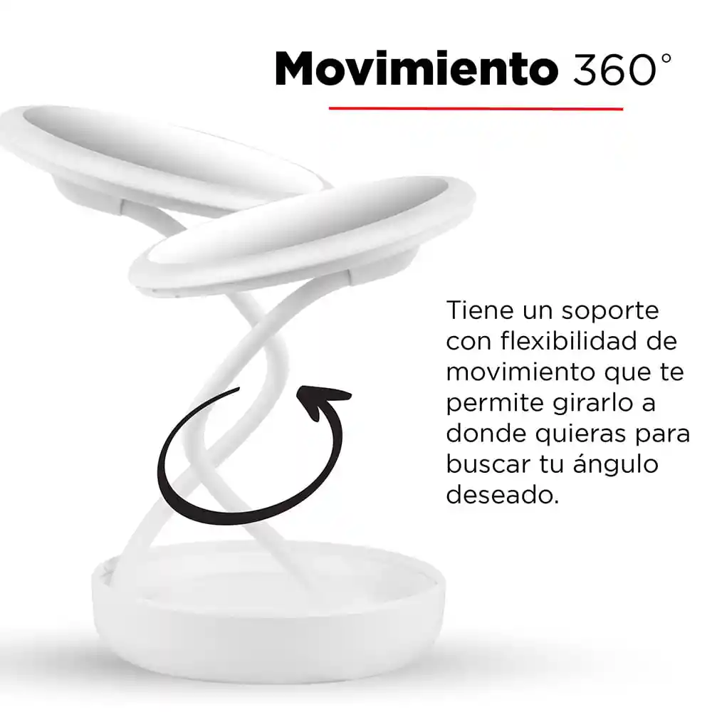 Miniso Espejo Circular Giratorio 360 Con Luz Led Mod S5501