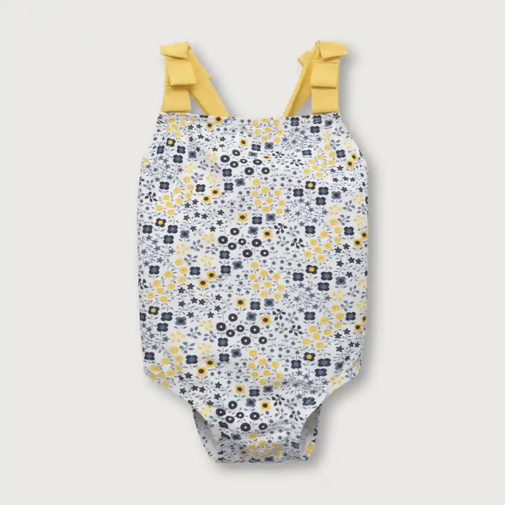 Traje Protección Uv Baño Niño Flores Amarillo Talla 18m