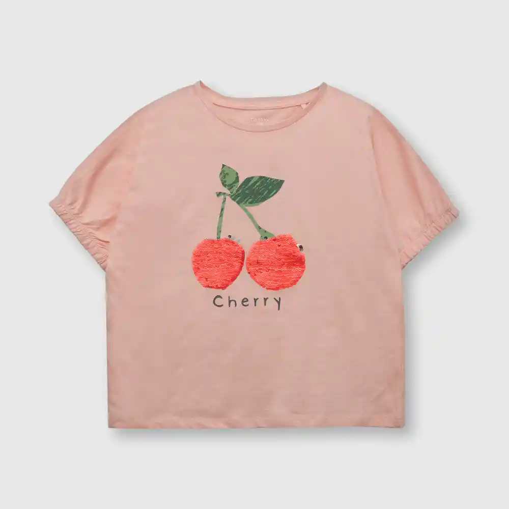 Polera Cherry Niña Rosada Talla 8a