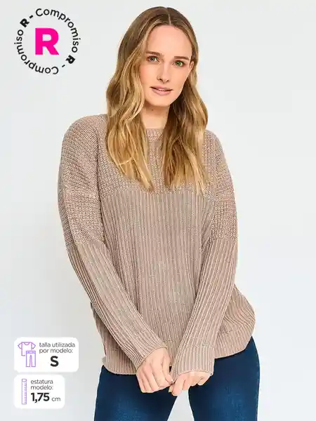 Suéter hi Manga Larga Canario Color Taupe L S25