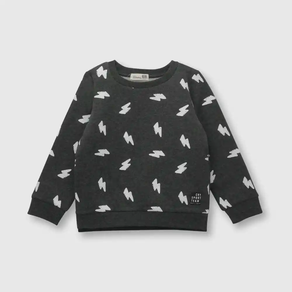 Polerón Rayos De Bebé Niño Gris Talla 6/9 Meses