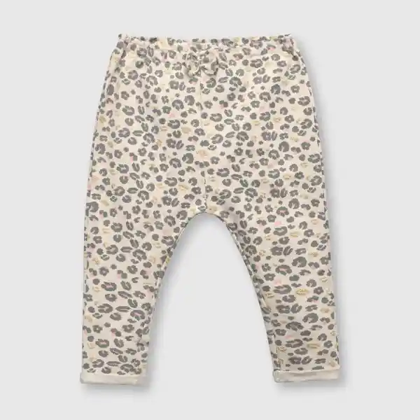 Pantalón de Buzo Animal Print Bebé Niña Beige Talla 6M Colloky