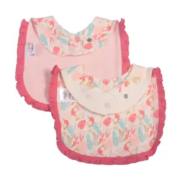 Set 2 Pzas Babero Niña Multicolor Pillín 12 M